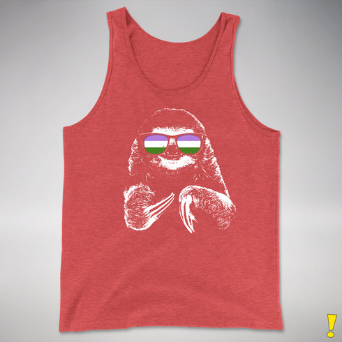 Pride Sloth Genderqueer Flag Sunglasses Premium Tank Top - Red Triblend